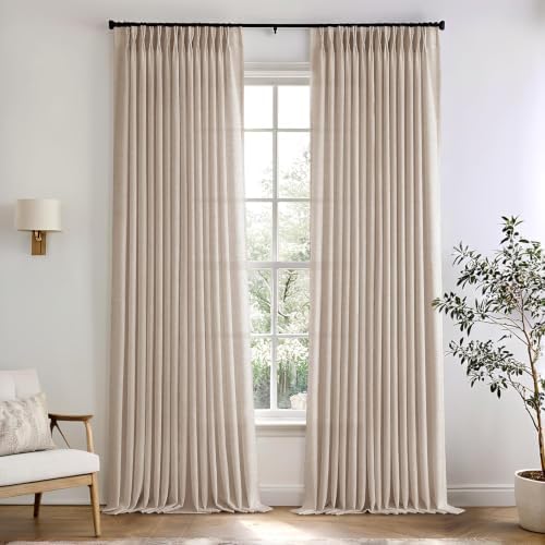 ANRODUO Birch White Pinch Pleated Linen Curtains 108 Inches Long 2