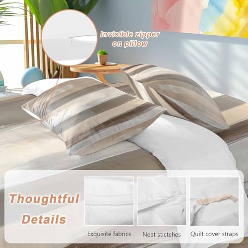 Brown Grey Duvet Cover Set, Abstract Neutral Textured Modern