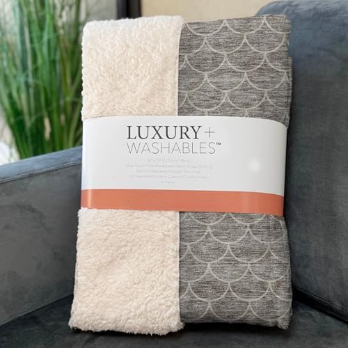 Addison Rugs ASB933 Taupe 50" x 70" Oversized Sherpa Throw Blanket