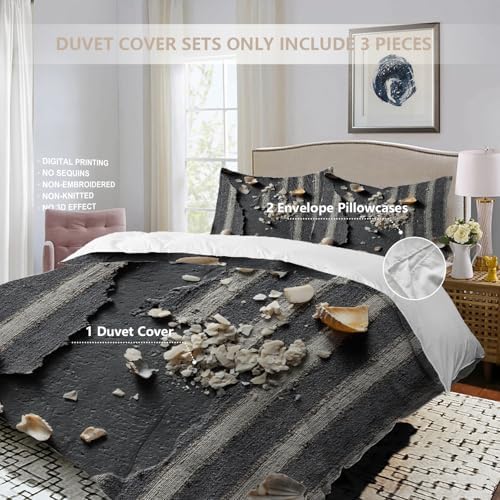 Stripe Remnants Shell Fragments 100% Cotton Duvet Cover Set King Size
