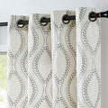 jinchan Boho Linen Curtains 63 Inch Grey on Beige Grommet 2 Panels