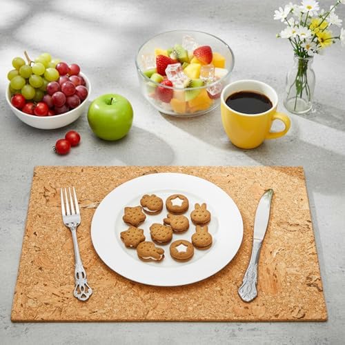 Fasmov 6 Pieces Cork Placemats, 17 x 12 Inch Heat Resistant Dining