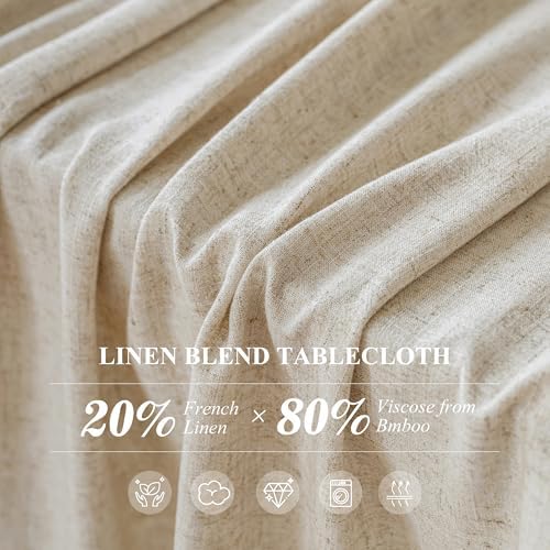 Linen World Linen Blend Tablecloth 60x120 Inch,Linen-Textured