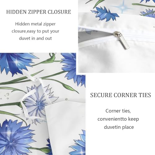 Queen Duvet Cover Set Watercolor Floral Chrysanthemums 3 Piece
