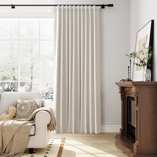 Cream 100% Blackout Linen Black Out Curtains 63 Inch Length Farmhouse