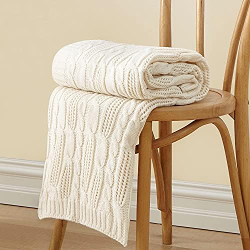 Aormenzy Cable Knit Throw Blankets 50 x 60 Inches, Soft Cozy and