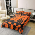 Manfei Halloween Kids Bedding Set King Size Cover 100% Cotton,Grid