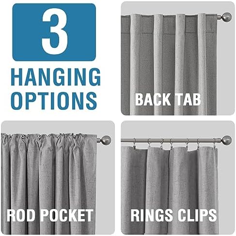 H.VERSAILTEX Faux Linen 100% Blackout Curtains for Bedroom 63 inches