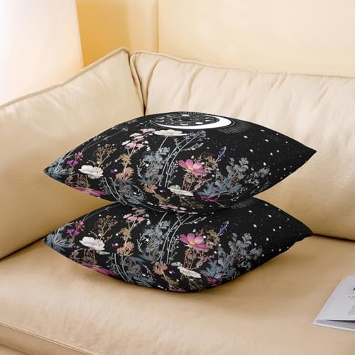 Sun Moon Throw Pillow Covers 22"x22" Set of 2 Soft Boho Exotic Galaxy