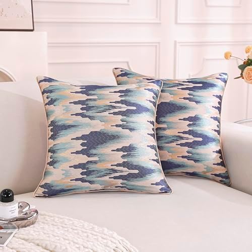 TAOSON Pack of 2, Luxury High Precision Jacquard Modern Dark Blue and