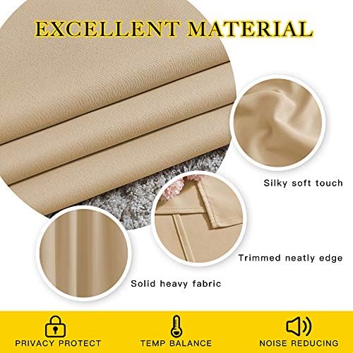 NICETOWN Blackout Biscotti Beige Curtains for Renter, 2 Panels,W52xL72