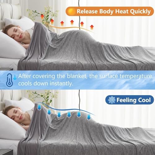 CHOSHOME 1 Pack Double Sided Cooling Blanket 50" X 70" and 2 Pack Grey