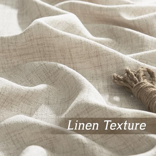 RYB HOME Natural Beige Linen Sheer Curtains 120 inches Long for Living
