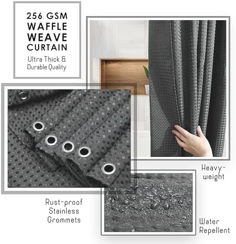 Hearth & Harbor Shower Curtain - 256 GSM Waffle Weave Shower Curtain