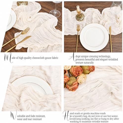 12 Pack Ivory White Table Runner 10Ft Cheesecloth Table Runner Rustic