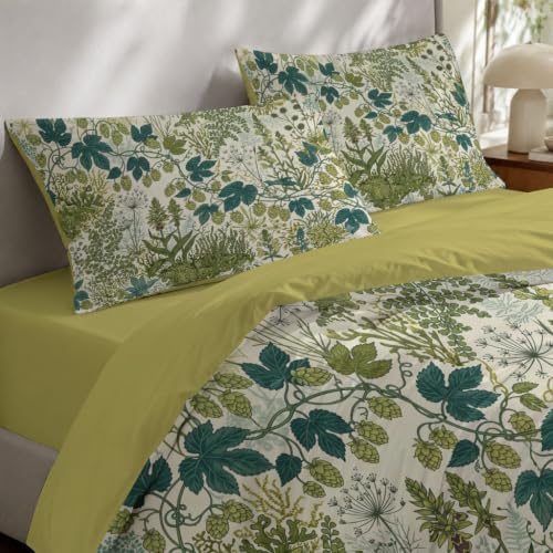 Duvet Cover Set Queen Sage Green Orchids Wild Grass Bedding