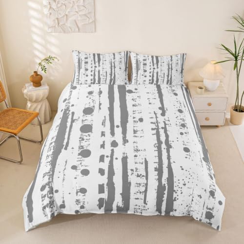 Erosebridal Grey and White King Size Duvet Cover, Abstract Art Ombre