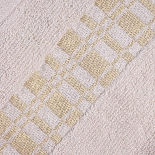 SUPERIOR 6-Piece Cotton Towel Set, Geometric Design, Dobby Border