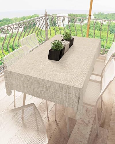 Rectangle Cream Farmhouse Tablecloth Waterproof & Stainproof