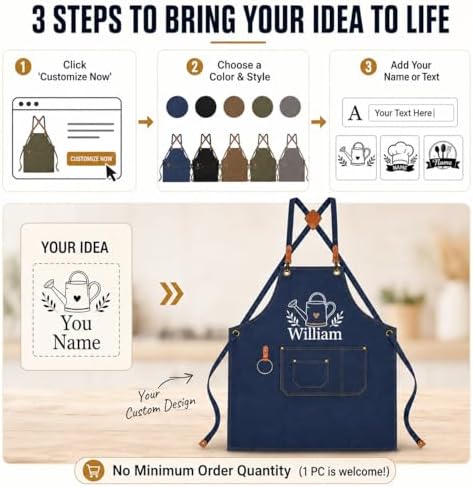 Personalized Canvas Apron for Men Women Custom Printing Name Heavy