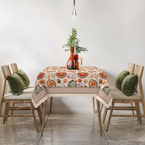 Square Tablecloth 60x60 Inch, Stain Resistant Wrinkle Free Card Table