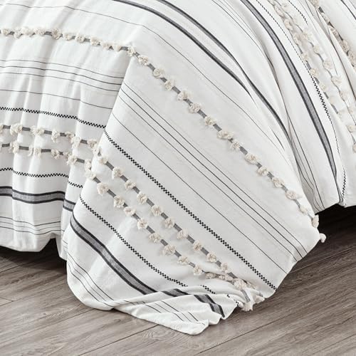 Chezmoi Collection 3-Piece Clip Jacquard Cotton Duvet Cover Set King