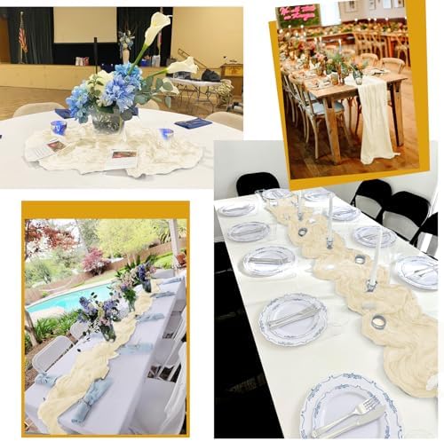 8 Pack Ivory Table Runner 10FT Cheesecloth Table Runner Boho Gauze
