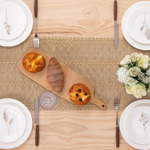Niviy Burlap Boho Table Runner for Home Decor 144 Inches Long, Modern