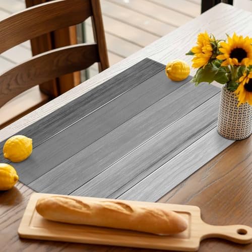 Placemats Set of 8, Country Gray Ombre Stripe Washable Table Mats for