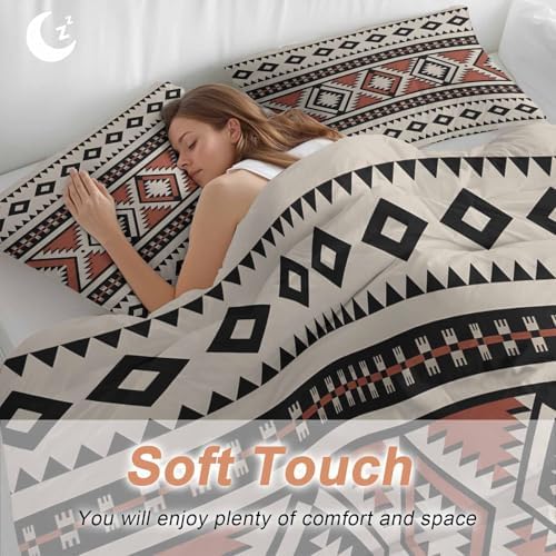 Beige Boho Bedding Duvet Cover Queen Size - 1 Quilt Cover 90x90 Inches