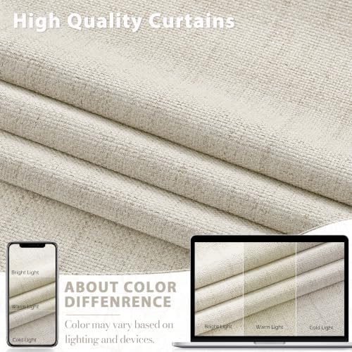 Linen Blackout Curtains 92 Inch Long for Living Room, Oatmeal