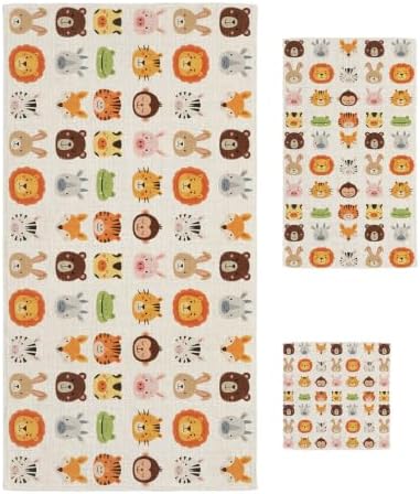 Bath Towels Set of 3 Animal Zoo Bath Towel Hand Towel Washcloth Soft