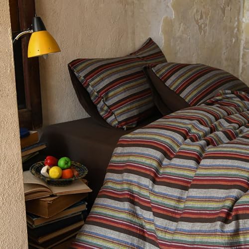 Striped Duvet Cover King Vintage Brown Comforter Cover King Size