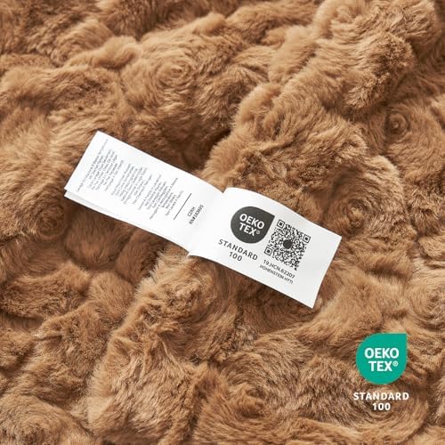 Cozy Bliss Faux Fur Throw Blanket for Couch, Fuzzy Soft Plush Thick