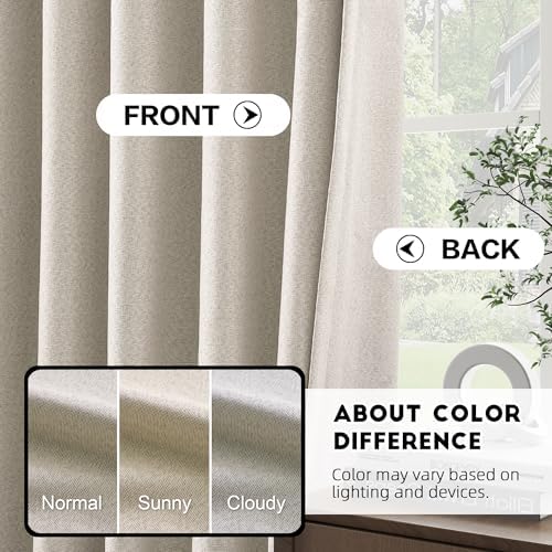 Natural Linen Pinch Pleated Full Blackout Curtains 84 Inches Long 1