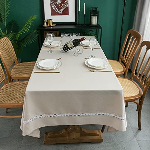 EHouseHome Heavy Duty Fabric Tablecloth with White