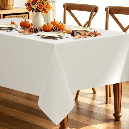 Decorelia Faux Linen Farmhouse Table Cloth 60"x104" for 6 ft Rectangle