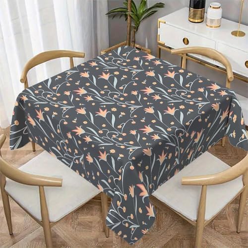 Floral Print Square Table Cloth, Waterproof Duty Vinyl Plaid