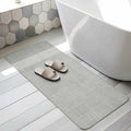 Rustic Light Gray Bathroom Runner Rugs Non Slip Washable Absorbent