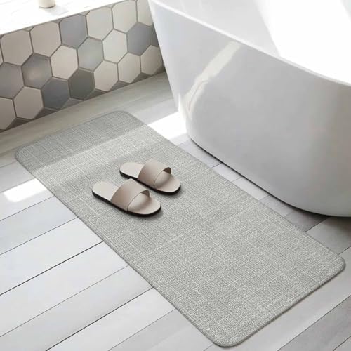 Rustic Light Gray Bathroom Runner Rugs Non Slip Washable Absorbent