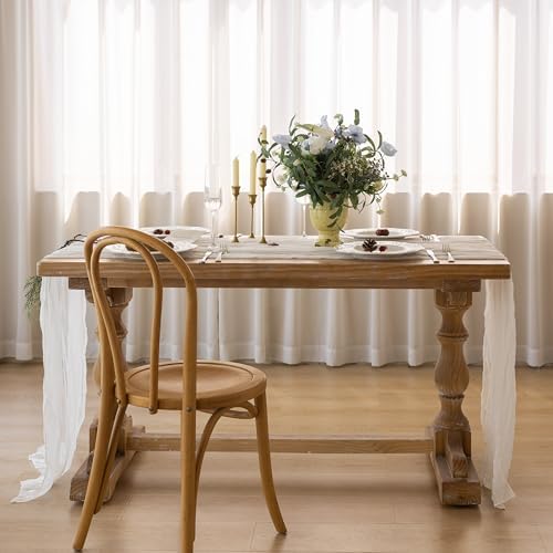 White Ivory Cheesecloth Table Runner 120 Inches for Wedding