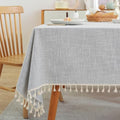 Laolitou Light Gray Square Tablecloth with Tassels 55x55 Inch