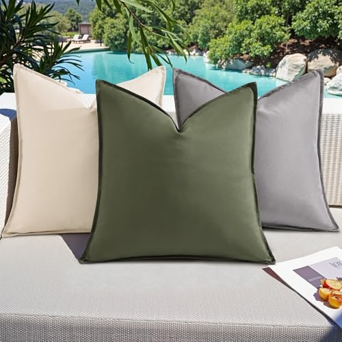 decorUhome Outdoor Waterproof Faux Linen Throw Pillow Covers 18x18 Set