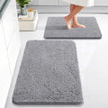 OLANLY Chenille Bathroom Rugs Mats Sets 2 Piece, 30"x20"+24"x16", Grey
