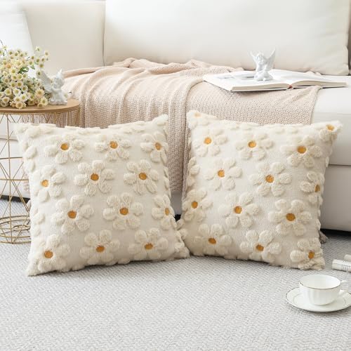 OTOSTAR Flowers Throw Pillow Covers Set of 2 Spring Summer Cushion