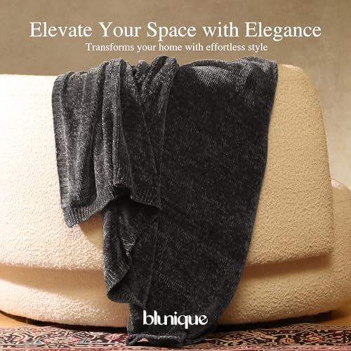 Chenille Throw Blanket for Couch, Cozy Soft Blanket Lightweight