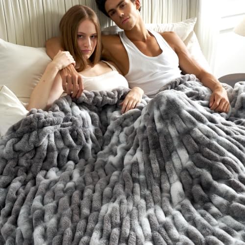 Cozy Bliss Double-Sided Soft Faux Fur Throw Blanket,60"x80", ie-Dye