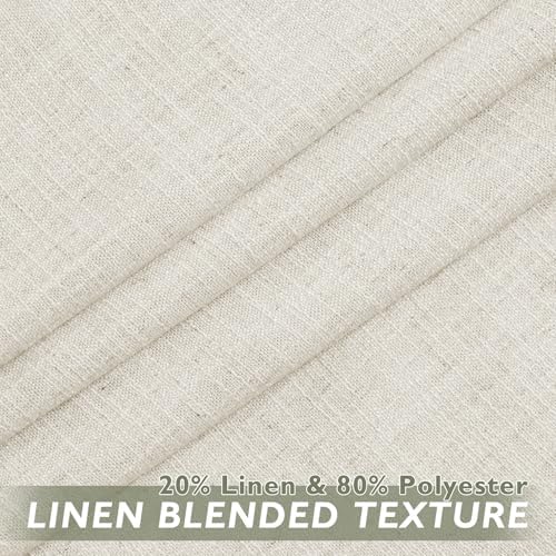Fcosie Ivory White Natural Linen Extra Long Curtain with Grommets Top
