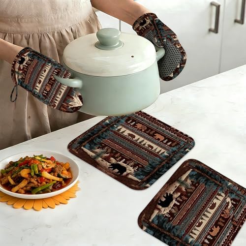 Oven Mitts and Pot Holders Vintage Bear Mountain Silicone Kitchen