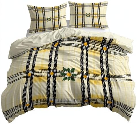 Beige Reversible Duvet Cover King Size, Abstract Geometric Style